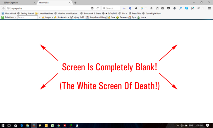 white screen of death error
